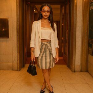 Malene Birger for Anthropologie Striped Linen Skirt Size 2